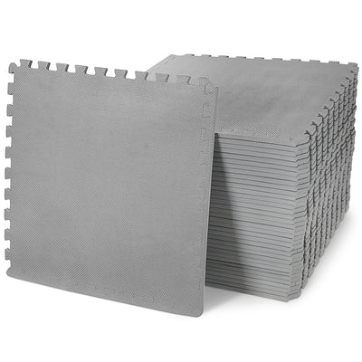 BalanceFrom Fitness 144 Sq Ft Interlocking EVA Foam Exercise Mat Tiles, Gray
