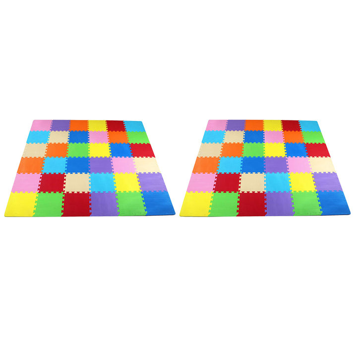 BalanceFrom 9 Color Extra Thick Interlocking Foam Exercise Play Mats (2 Pack)