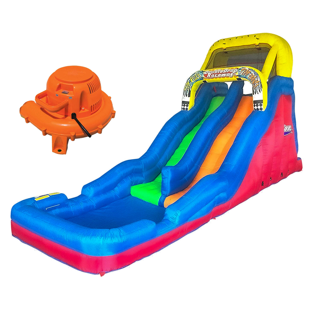 Banzai Double Drop Raceway 2 Lane Inflatable Kids Bounce Water Slide (Used)
