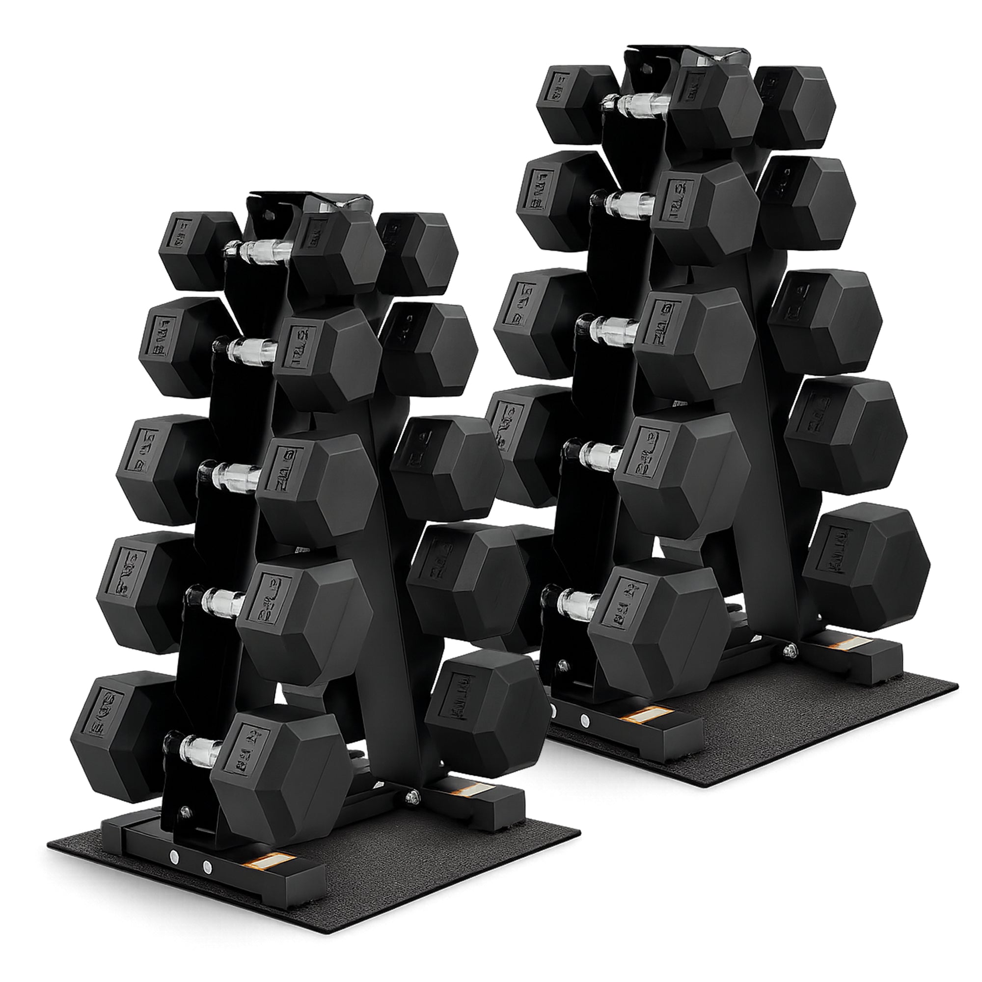 BalanceFrom Signature Alloy Steel 150 lb Rubber Encased Hex Dumbbell Set, Black (For Parts)