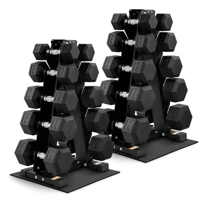 BalanceFrom Signature Alloy Steel 150 lb Rubber Encased Hex Dumbbell Set, Black (For Parts)