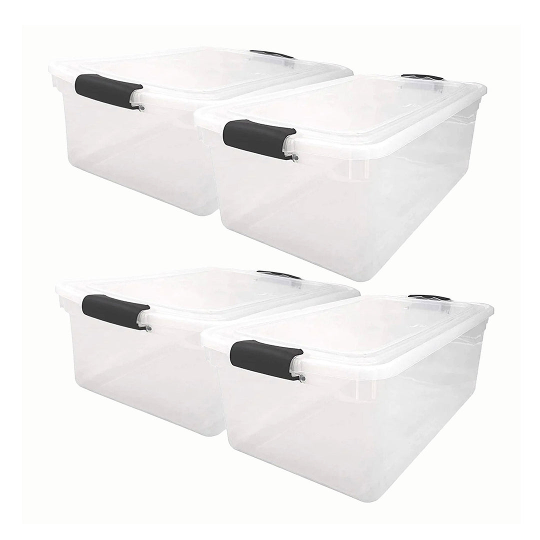 Homz 64 Qt Clear Storage Organizing Container Bin with Latching Lids (4 Pack)