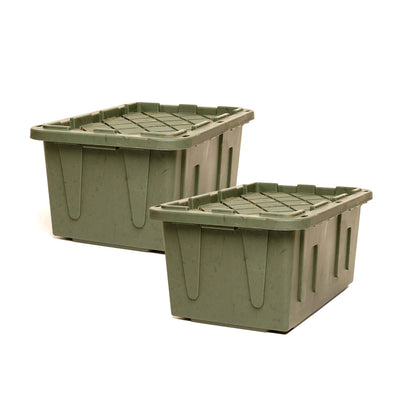 HOMZ Durabilt 27 Gallon Heavy Duty Storage Tote with Lid, Green Camo (4 Pack)