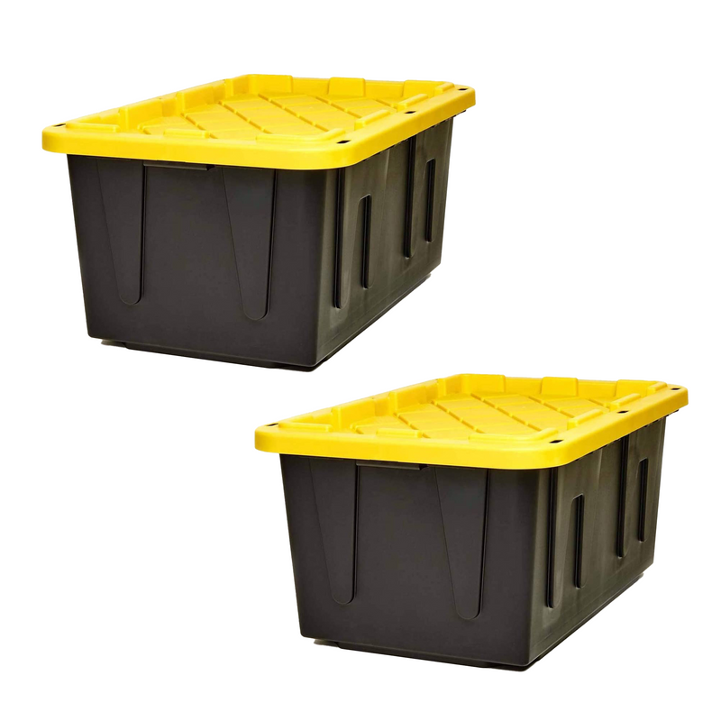 Homz Durabit 27 Gallon Stackable Home Storage Container Lidded Tote Bins, 2 Pack