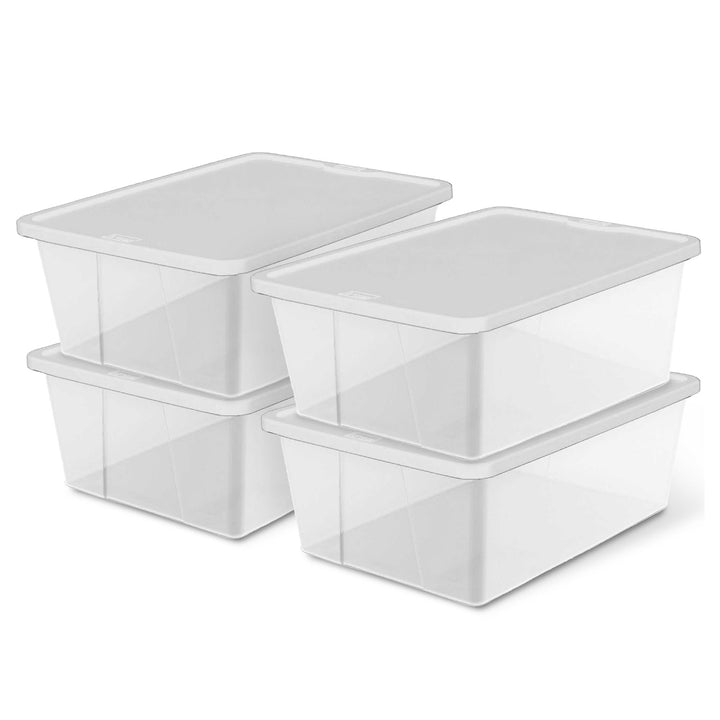 12 Qt Snaplock Clear Plastic Storage Container w/ Secure Lid, 4 Pack(Open Box)