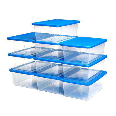 Homz Snaplock 6 Qt Stackable Storage Container w/ Lid, Blue (10Pk) (Open Box)