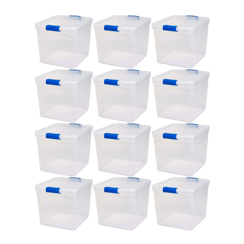 Homz 31 Quart Heavy Duty Clear Plastic Stackable Storage Containers, 12 Pack