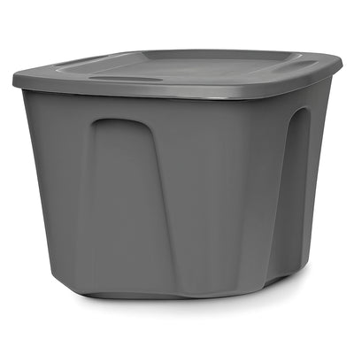 Homz 18-Gallon Stackable Plastic Storage Tote Box Container w/ Snap-On Lid, Grey