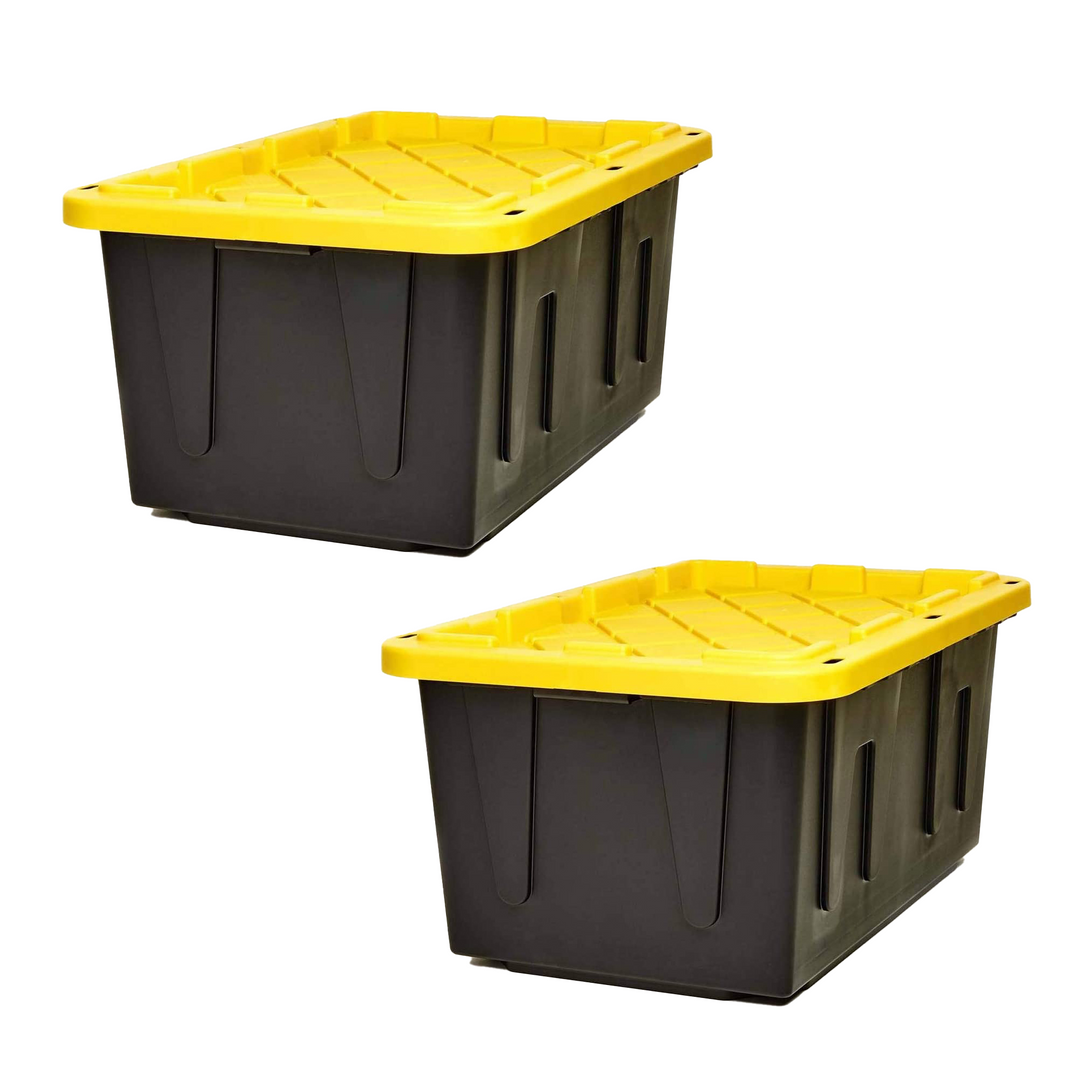 Homz Durabilt Heavy Duty 27 Gallon Plastic Organizer Storage Bin Tote (2 Pack)