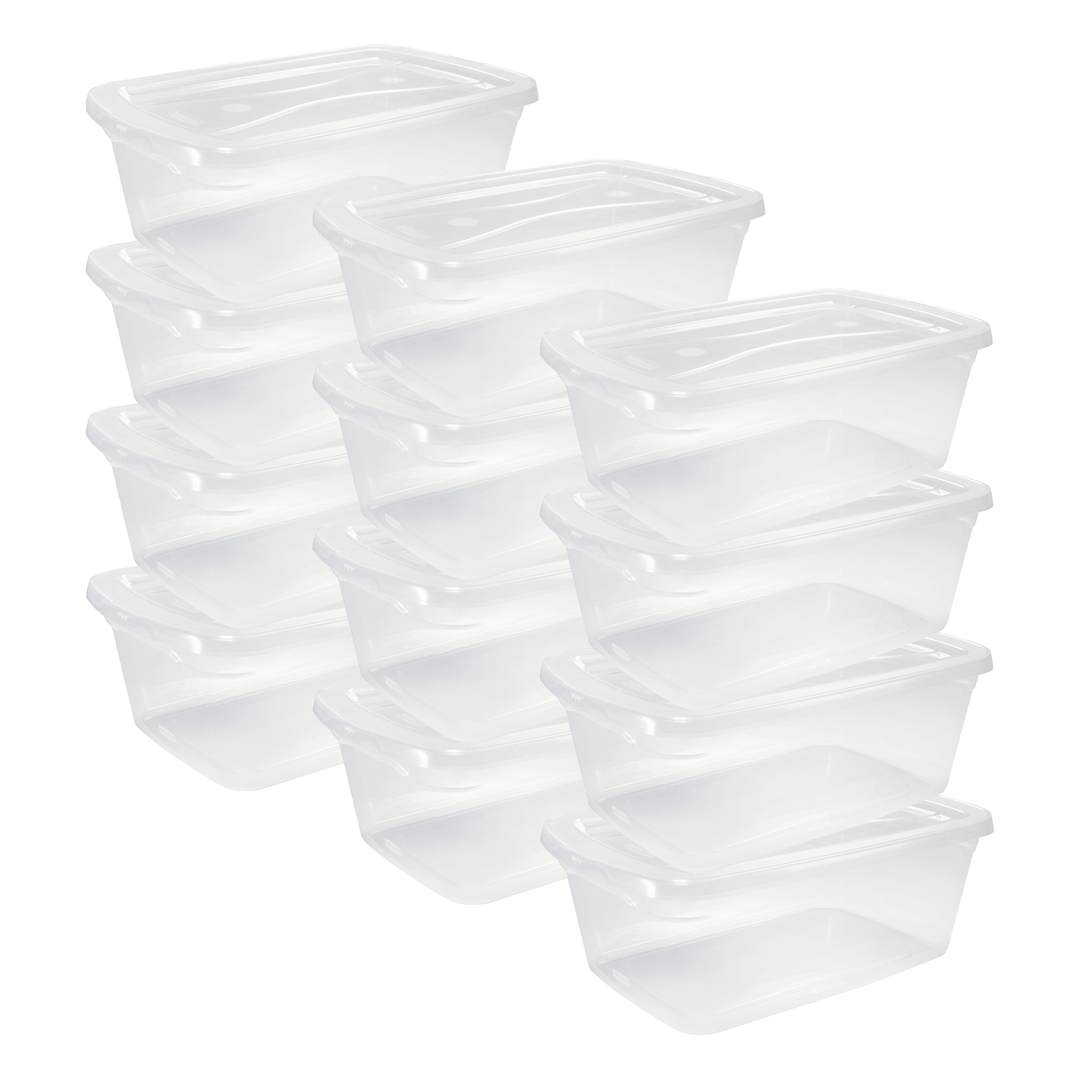 Rubbermaid 6 Qt Plastic Storage Tote Container & Lid, Clear (12 Pack) (Open Box) - VMInnovations