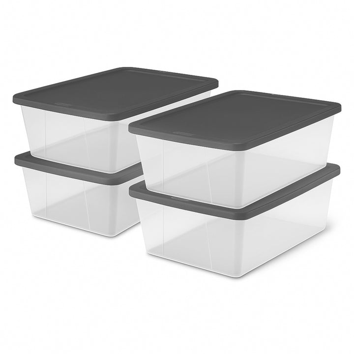 Homz 12 Qt Stackable Plastic Storage Container w/Snaplock, Gray (4pk) (Open Box)