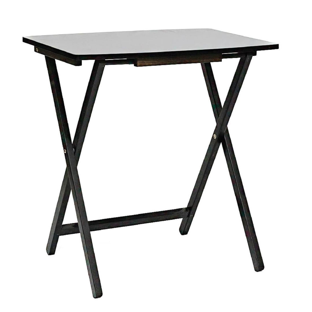 PJ Wood 5 Pack XL Oversize Tray Table Set for Living Room or Kitchen, Black
