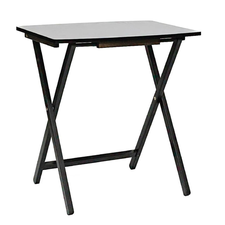 PJ Wood 5 Pack XL Oversize Tray Table Set for Living Room or Kitchen, Black