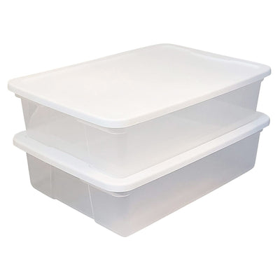 Homz 28 Qt Clear Plastic Storage Container Bin w/ Secure Lid, 2 Pack (Open Box)