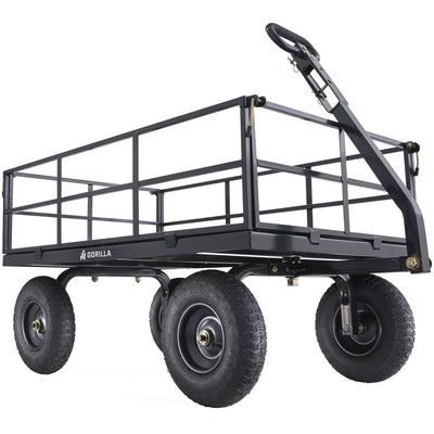 Gorilla Carts Steel Utility Cart, 9 Cubic Feet Garden Wagon with Removable Sides
