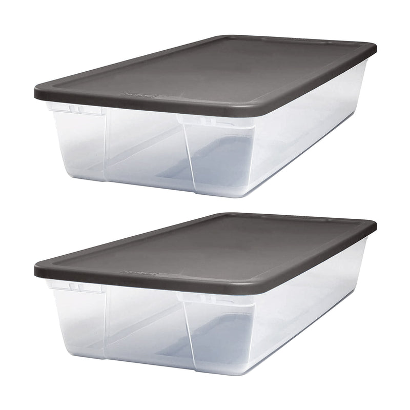 Homz 28 Quart Clear Organizer Storage Container Bin with Lid, (2 Pack) (Used)