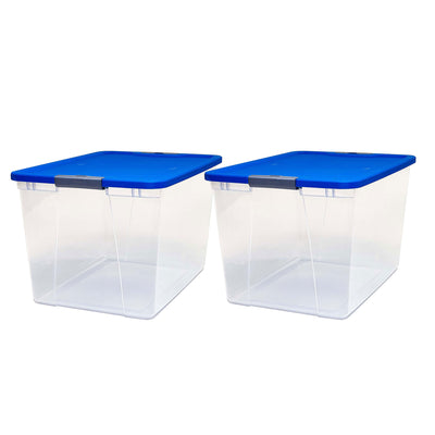 Homz 64 Qt Secure Latch Large Clear Stackable Storage Container w/ Lid (2 Pack)