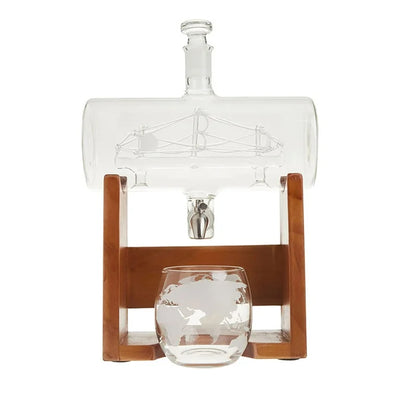 NutriChef Home Bar Glass Barrel Whiskey Carafe Alcohol Decanter Set (2 Pack) - VMInnovations