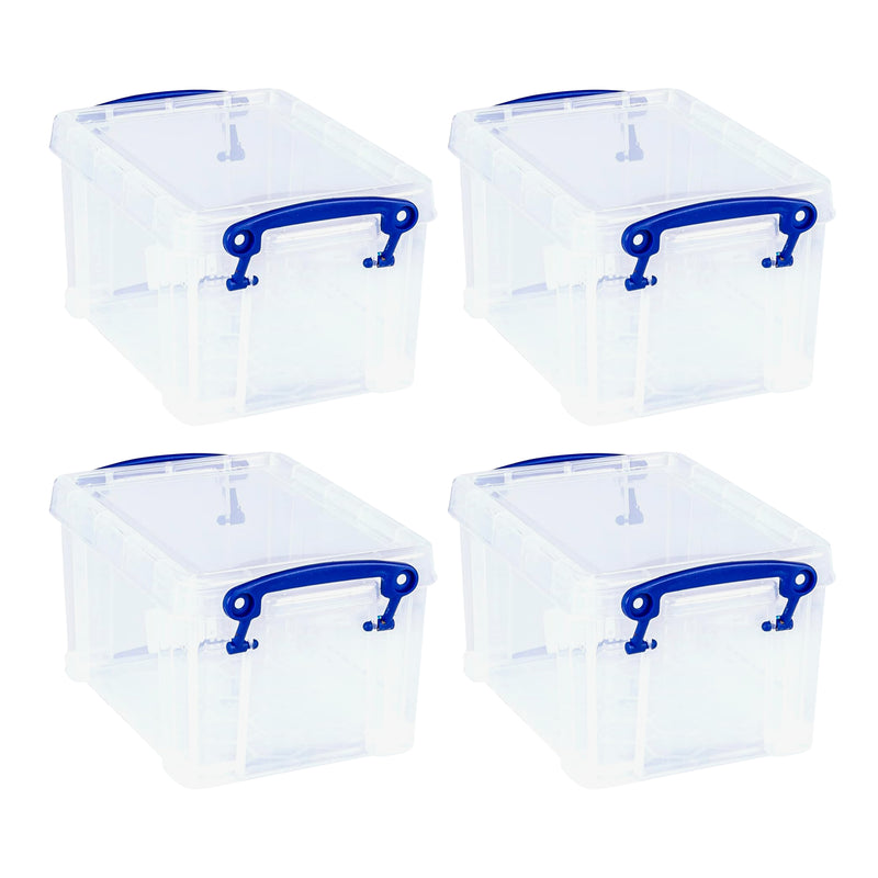 Really Useful Box 1.6L Container w/Snap Lid & Clip Lock Handle, (4pk) (Open Box)