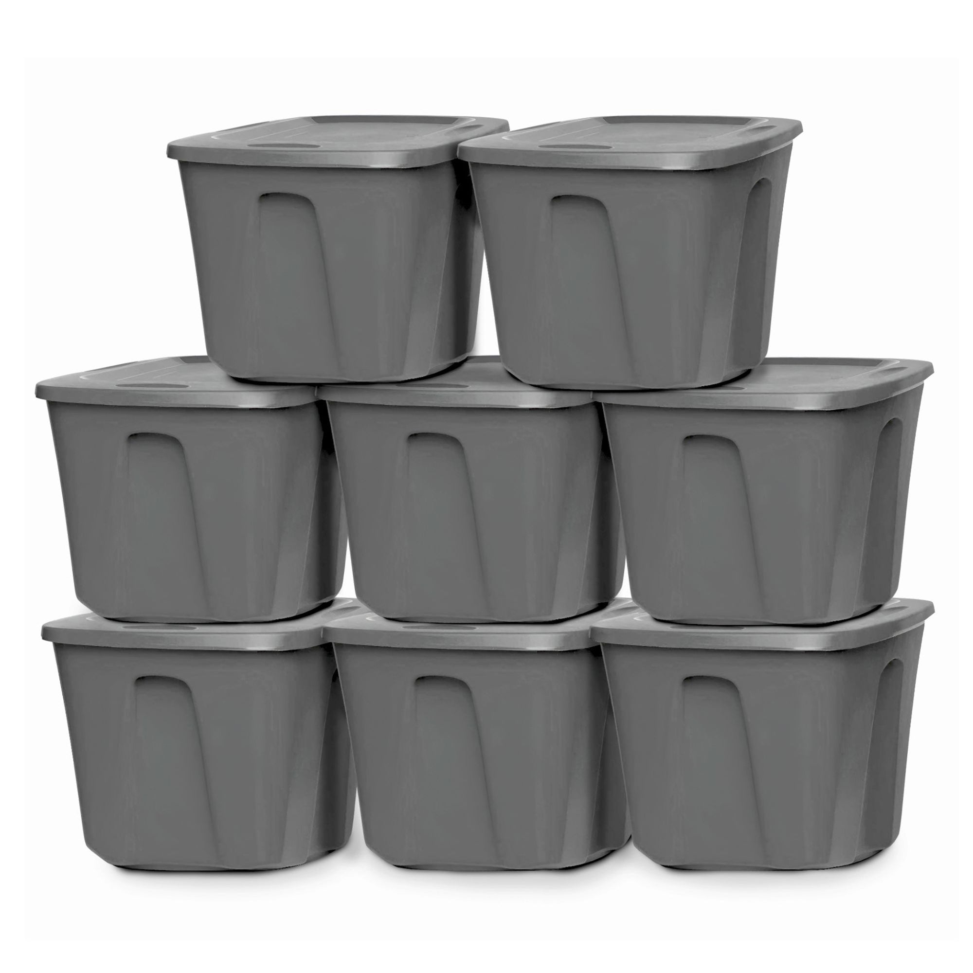 Homz 18-Gallon Stackable Plastic Storage Tote Container with Snap-On Lid, 8 Pack - VMInnovations