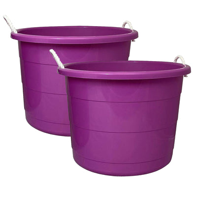 Homz 17 Gallon Indoor Outdoor Storage Bucket w/ Rope Handles, Orchid (4 Pack) - VMInnovations