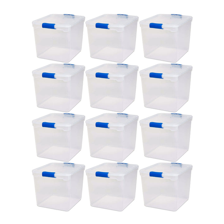 Homz 31 Quart Heavy Duty Clear Plastic Stackable Storage Containers, 12 Pack