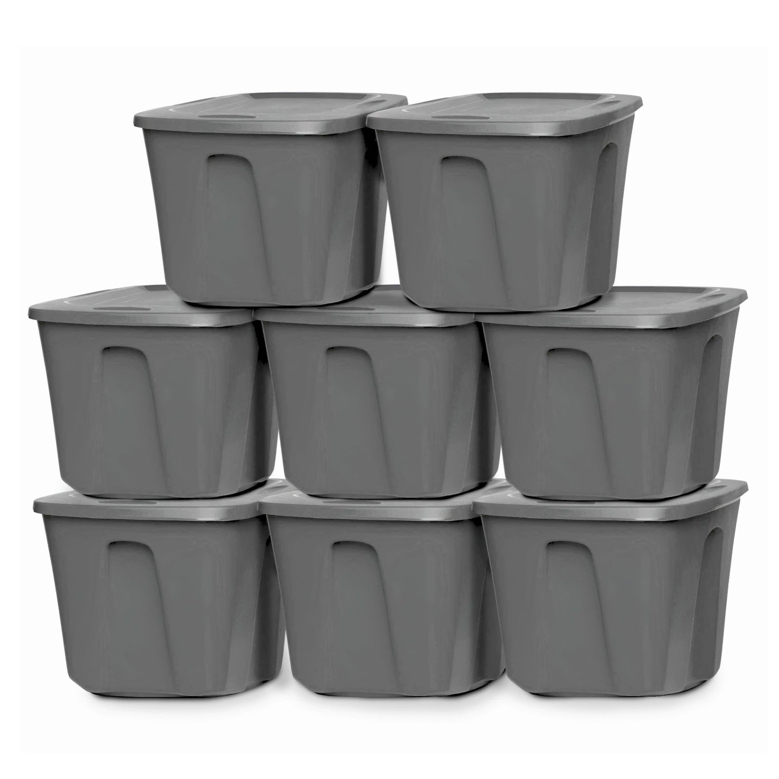 Homz 18-Gallon Stackable Plastic Storage Tote Container with Snap-On Lid, 8 Pack - VMInnovations