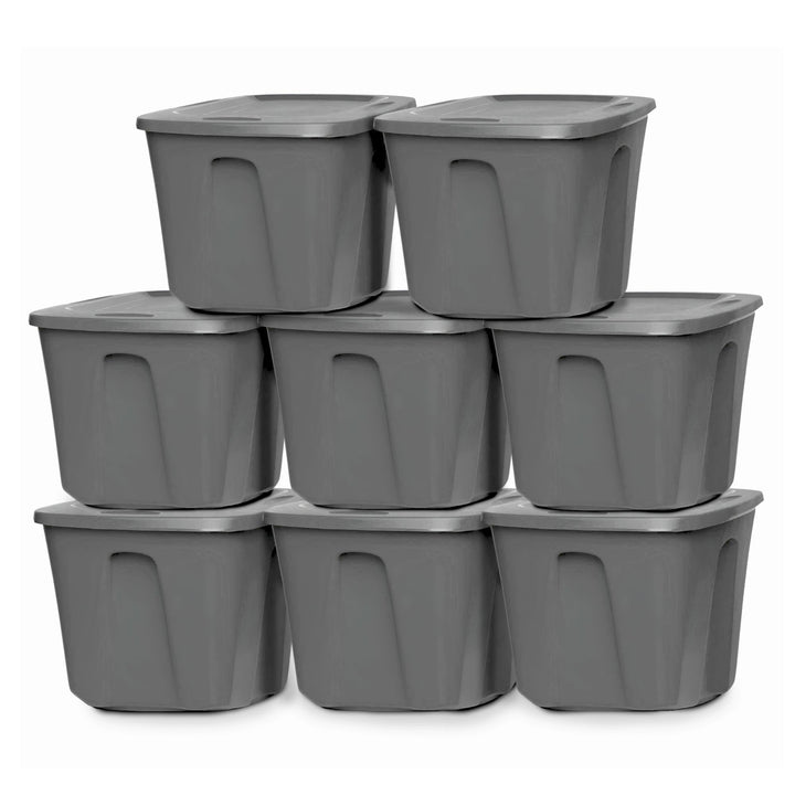 Homz 18-Gallon Stackable Plastic Storage Tote Container with Snap-On Lid, 8 Pack - VMInnovations