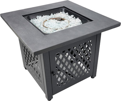Charles 30 Inch Square Outdoor UV Printed LP Gas Fire Pit? Table (Open Box) - VMInnovations