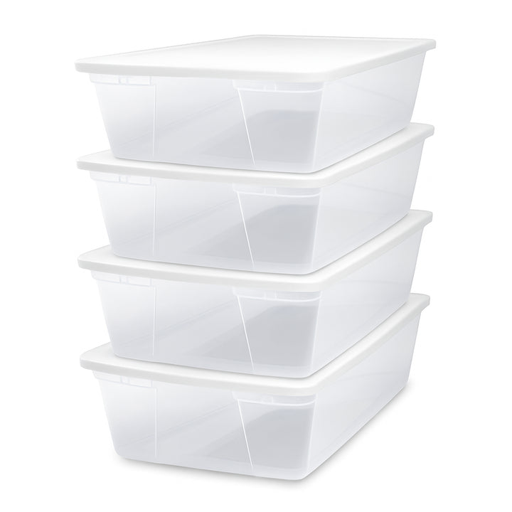 Homz Snaplock 41 Qt Stackable Plastic Storage Container w/Latching Lid (4 Pack)