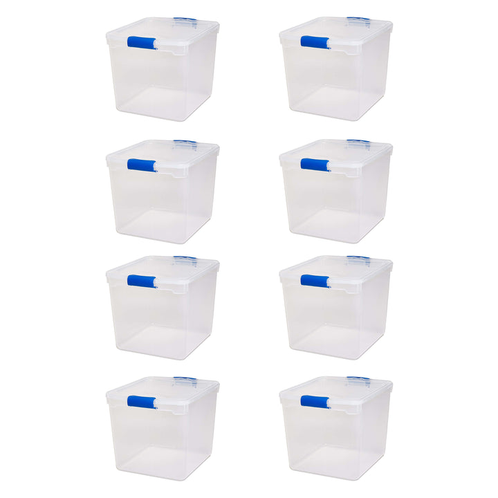 Homz 31 Quart Heavy Duty Modular Stackable Storage Containers, Clear, 8 Pack