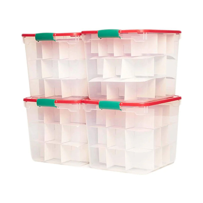 HOMZ 31 Qt Holiday Plastic Container w/ Latching Handles (4 Pack) (Open Box)