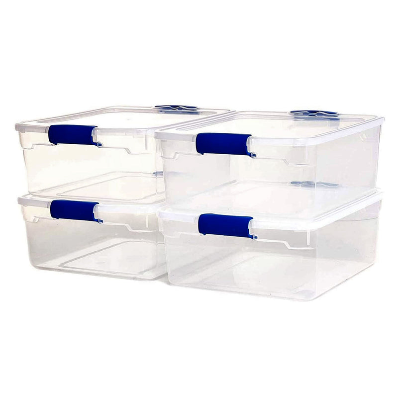 Homz 15.5 Quart Clear Plastic Stackable Storage Containers, 4 Pack (Used)