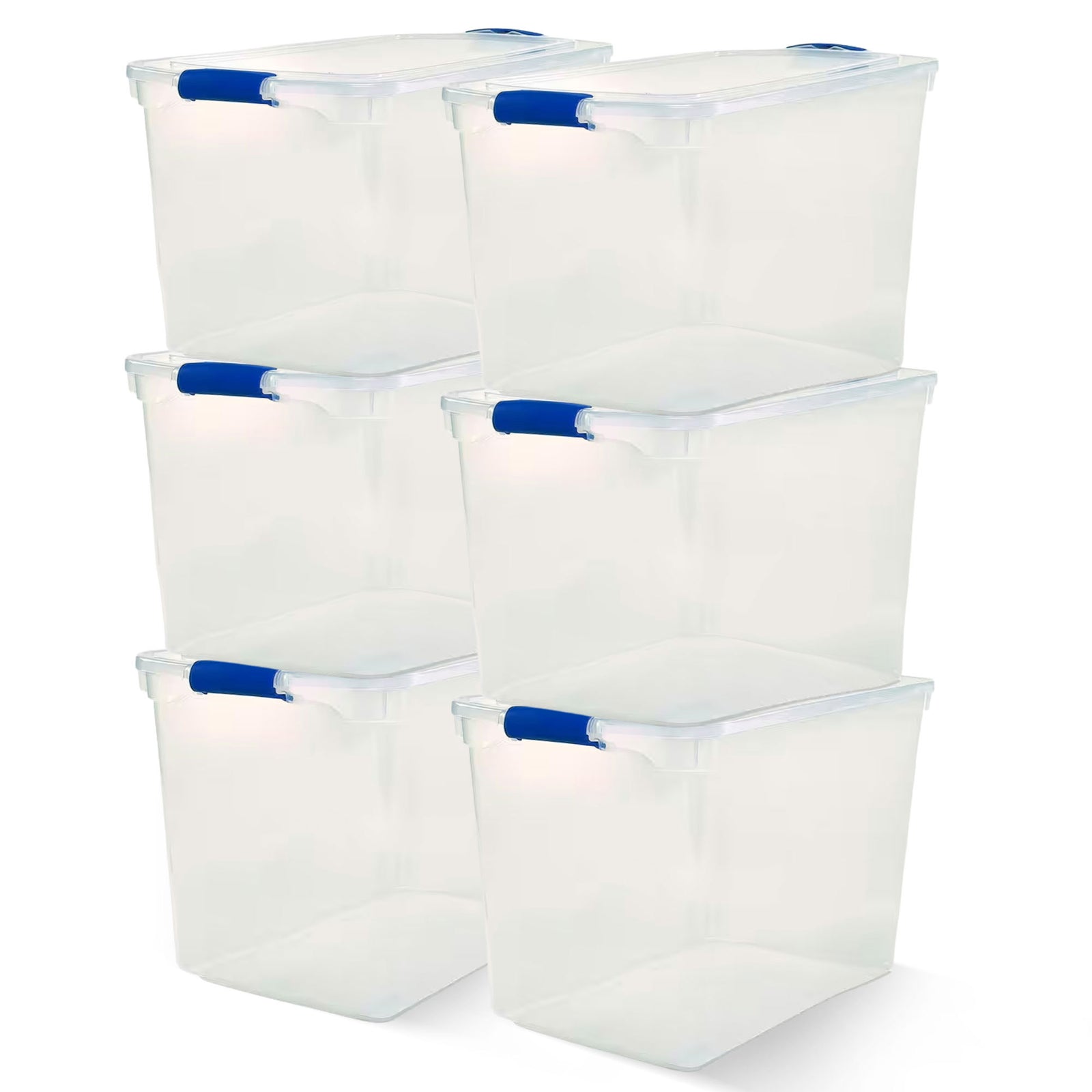 Homz 112-Quart Clear Plastic Stackable Storage Containers w/ Latch Lid, 6 Pack - VMInnovations