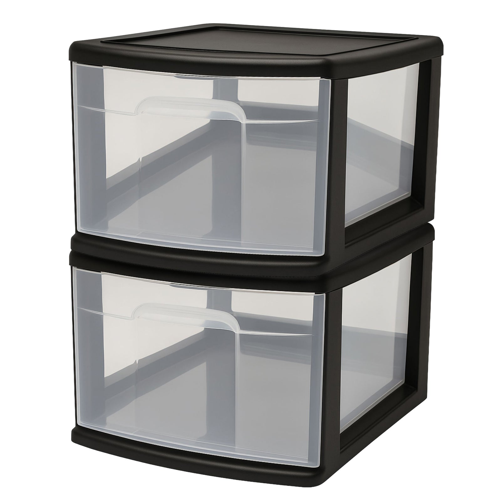 Homz Plastic 1 Drawer Medium Storage Cart, Black with Clear Drawer 2pk(Open Box) - VMInnovations