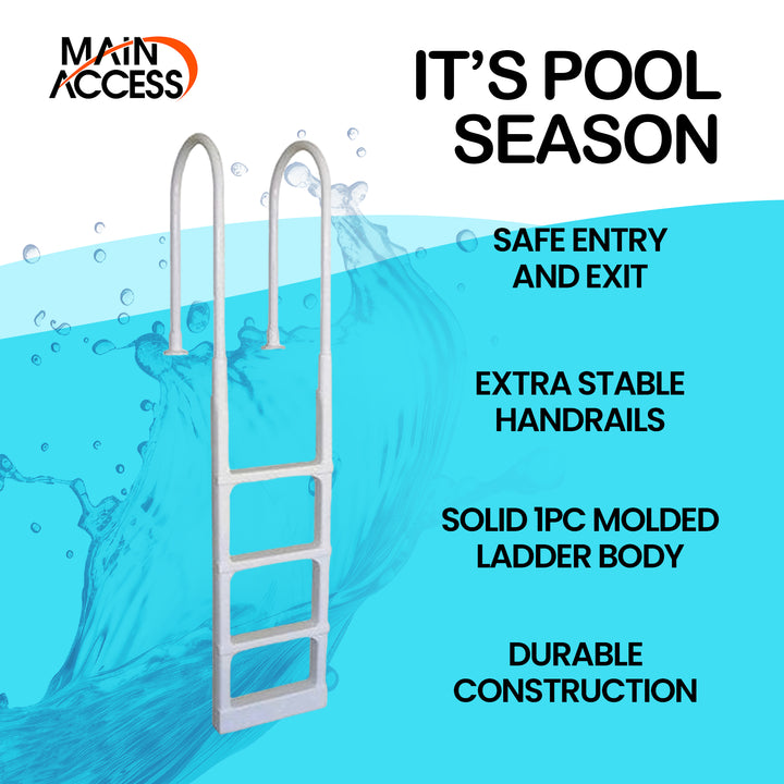 Main Access 200300 Pro Series Swimming Pool Ladder w/ Swimline 9 x 24 Inch Mat