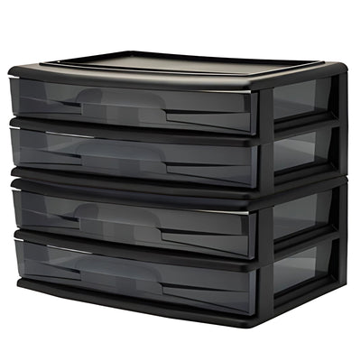 Homz Plastic 2 Drawer Wide Storage Cart, Black with Smoke Drawer, 2PK (Open Box)