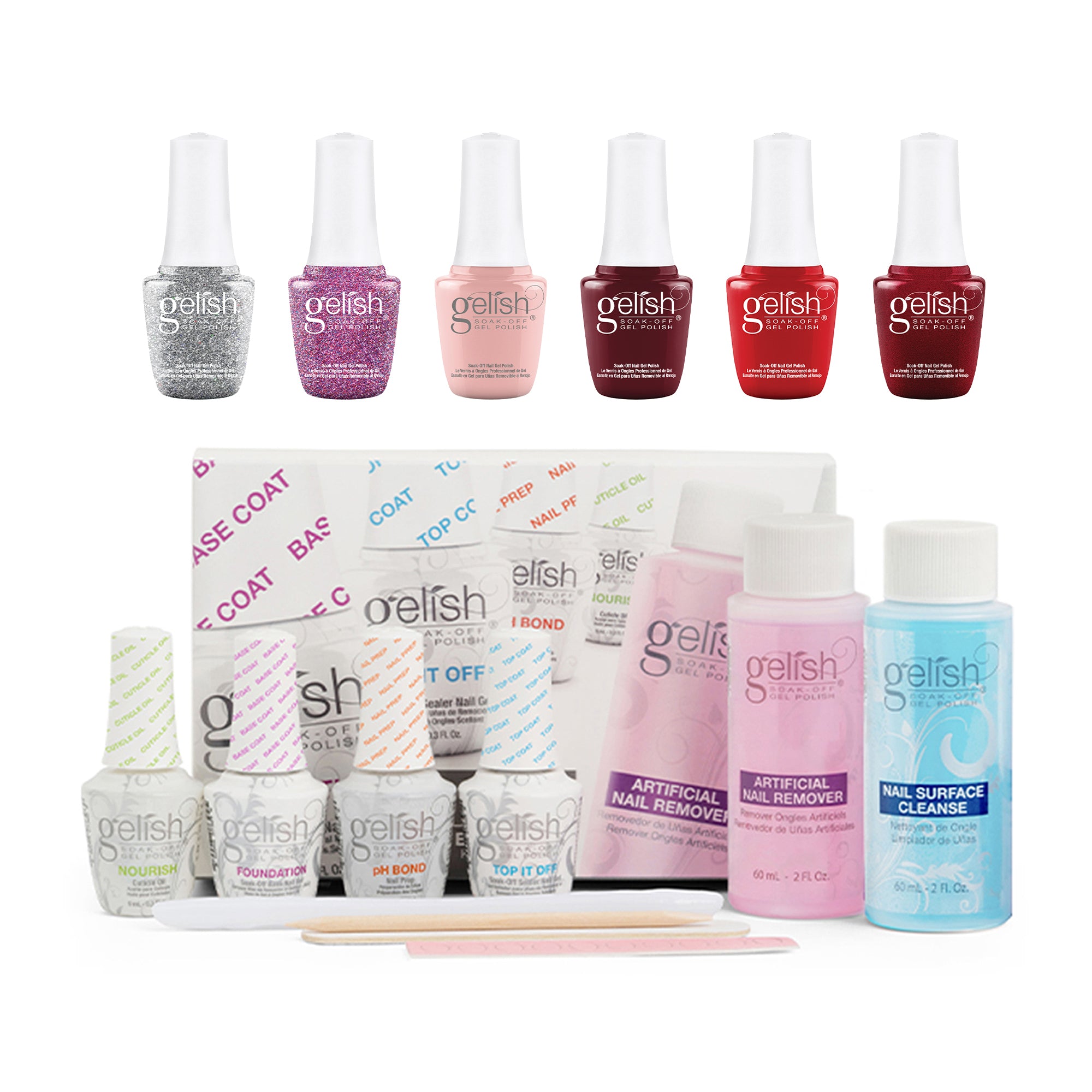 Gelish Marilyn Collection 9mL Soak Off Gel Nail Polish Set & Basix Care Kit - VMInnovations