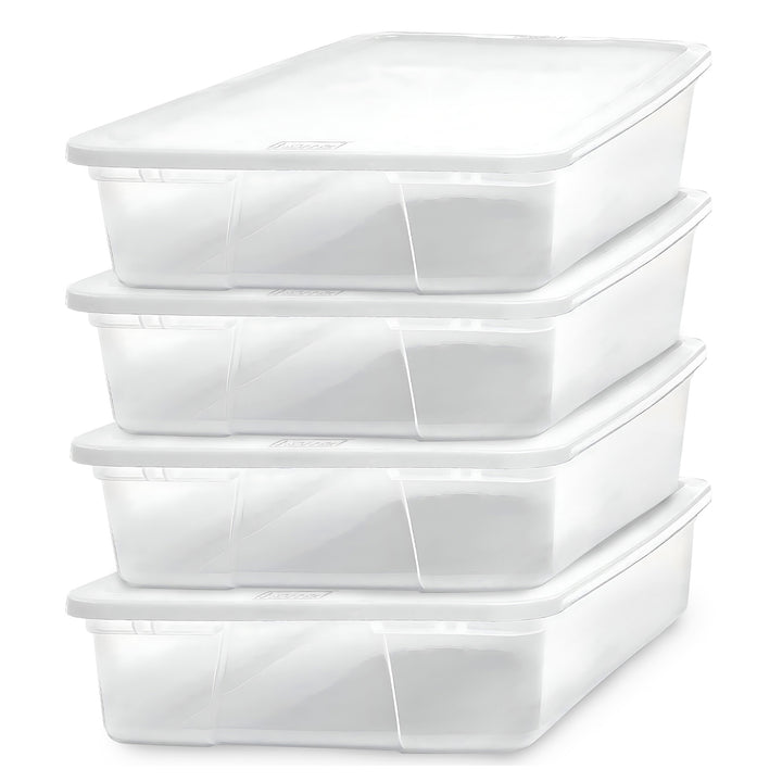 Homz 28 Qt Snaplock Clear Plastic Storage Container Bin with Secure Lid (4 Pack)