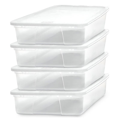 Homz 28 Qt Snaplock Clear Plastic Storage Container Bin with Secure Lid (4 Pack)