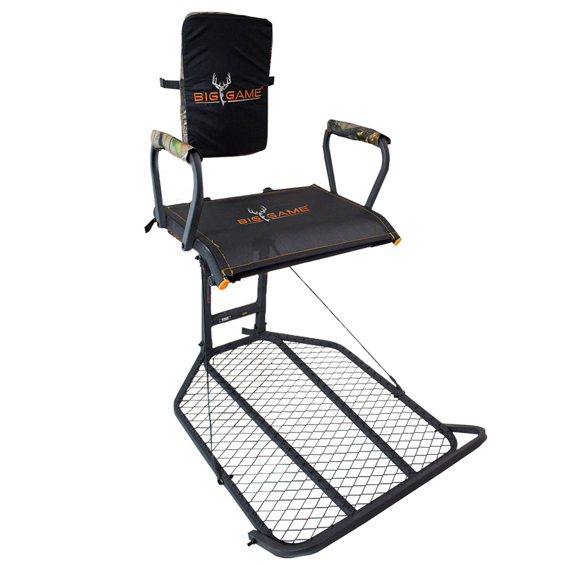 Big Game Captain XC Steel Treestand with 20 x 30 Flip-Back Seat, Black(Open Box)