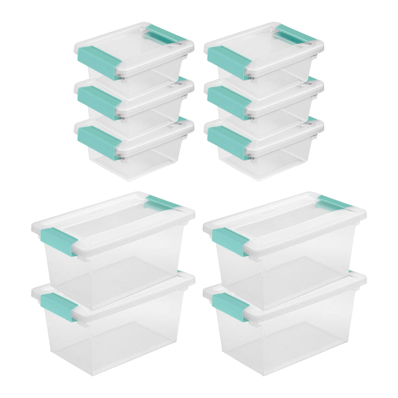 Sterilite Miniature Clip Storage Box, 6 Pack, & Medium Clip Storage Box, 4 Pack