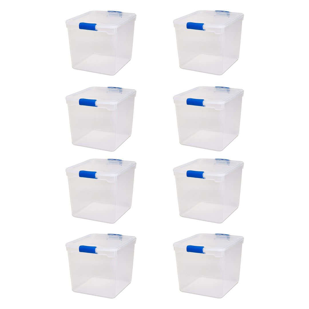 Homz 31 Quart Heavy Duty Modular Stackable Storage Containers, Clear, 8 Pack