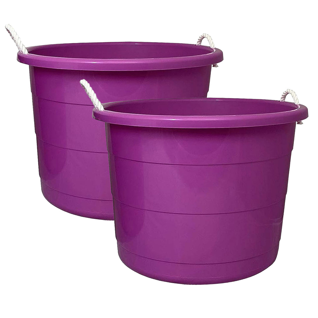 Homz 17 Gallon Indoor Outdoor Storage Bucket w/ Rope Handles, Orchid (4 Pack)