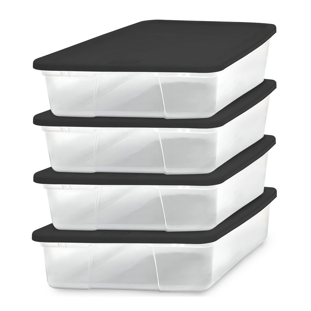 Homz Snaplock 28 Quart Clear Organizer Storage Container Bin with Lid, (4 Pack)