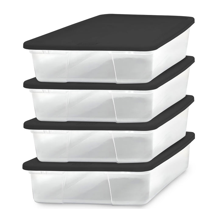 Homz Snaplock 28 Quart Clear Organizer Storage Container Bin with Lid, (4 Pack)