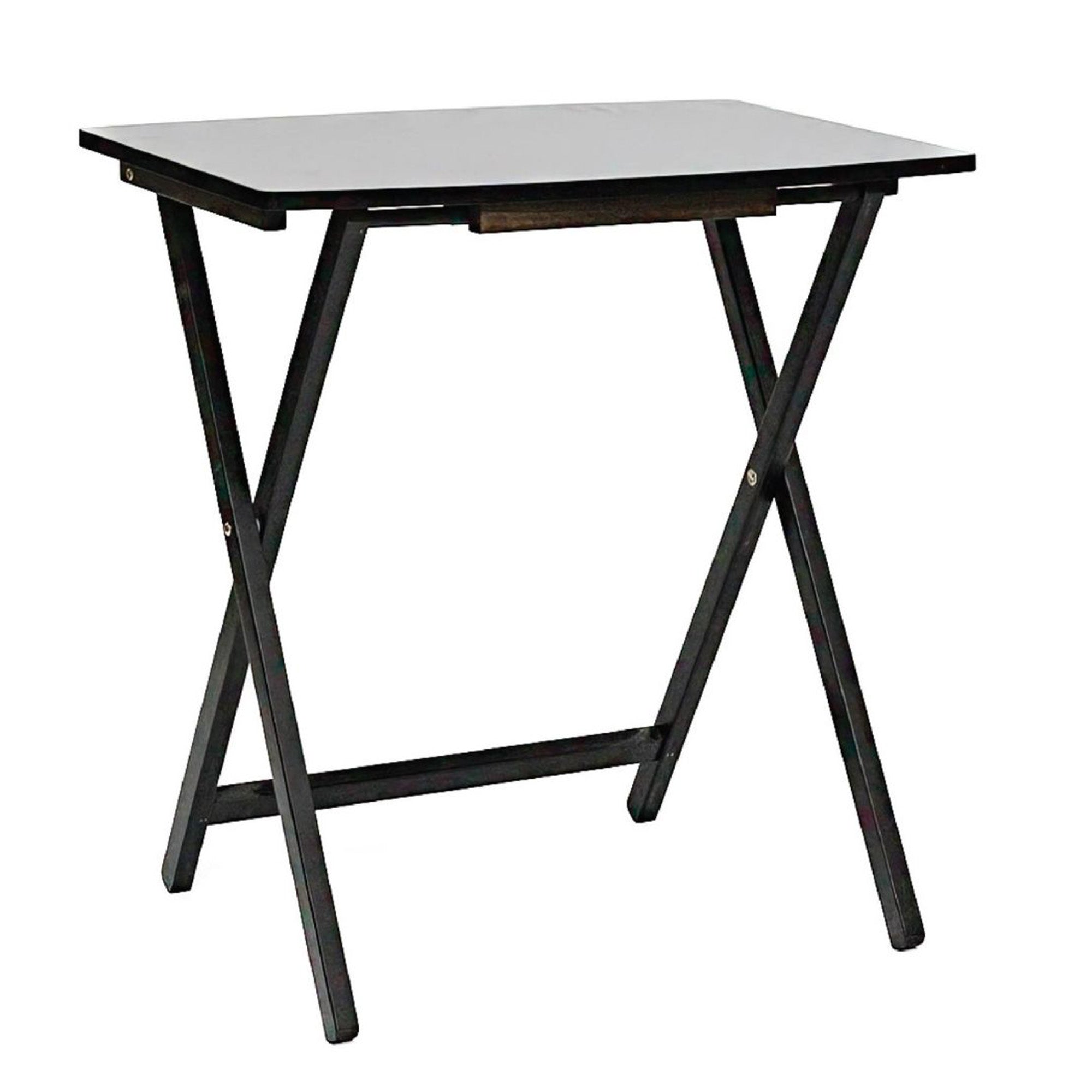 PJ Wood 5pk XL Tray Table Set for Living Room or Kitchen, Black (Open Box) - VMInnovations