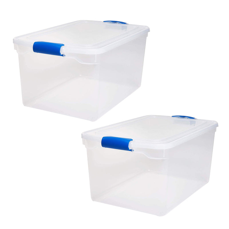 Homz 66 Qt Multipurpose Stackable Storage Bin with Latching Lids, Clear (2 Pack)