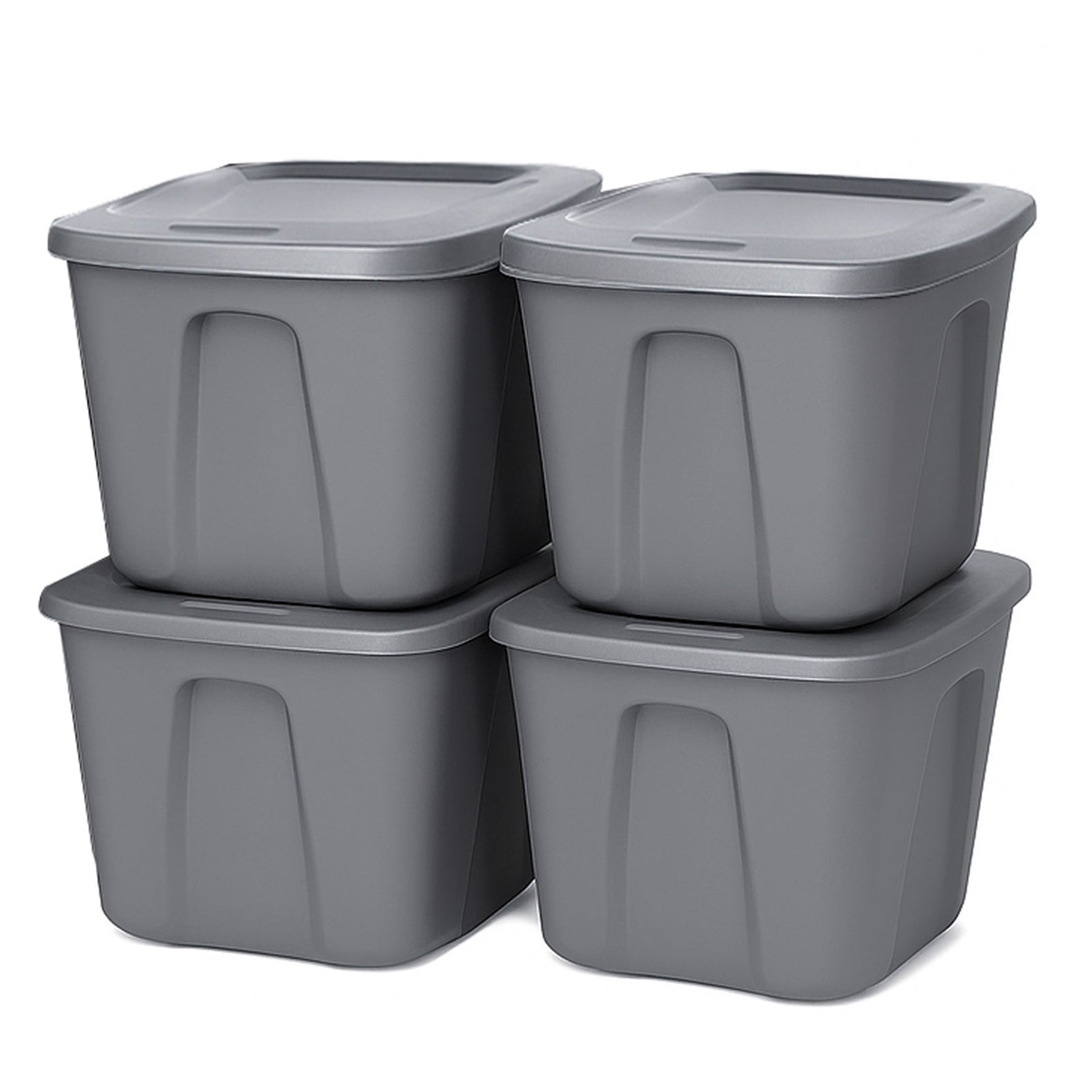 Homz 10 Gal Heavy Duty Plastic Storage Container, Titanium Silver(4pk)(Open Box) - VMInnovations