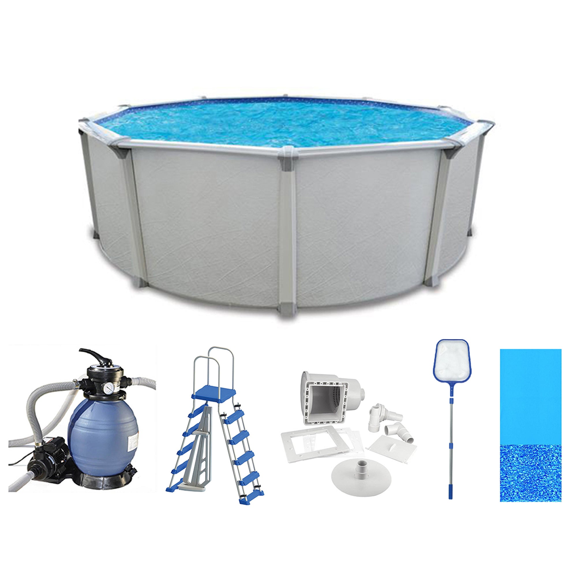 Aquarian Fuzion 18' x 52" Above Ground Swimming Pool w/Pump, Ladder & Supplies - VMInnovations